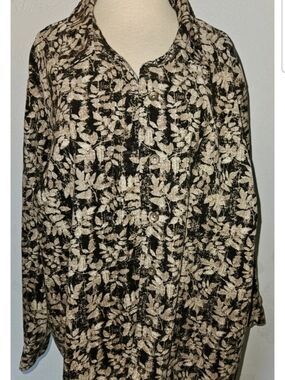 CJ Banks Womens Jacket Size 3X Soft Warm Fall Leaf Pattern Button Front